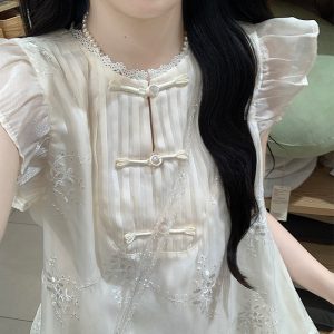 New Chinese Style Jacquard Embroidered Dress with Fly Sleeves