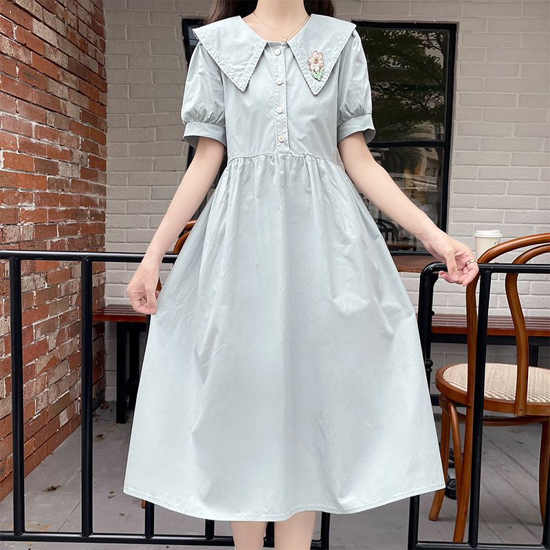 Sweet Doll Collar X-Line Midi Dress with Puff Sleeves - Image 3