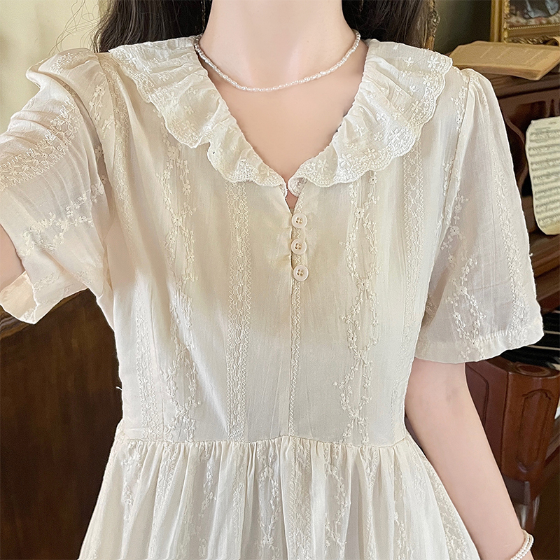 French Lace Doll Collar Embroidered Dress Sweet Midi - Image 2