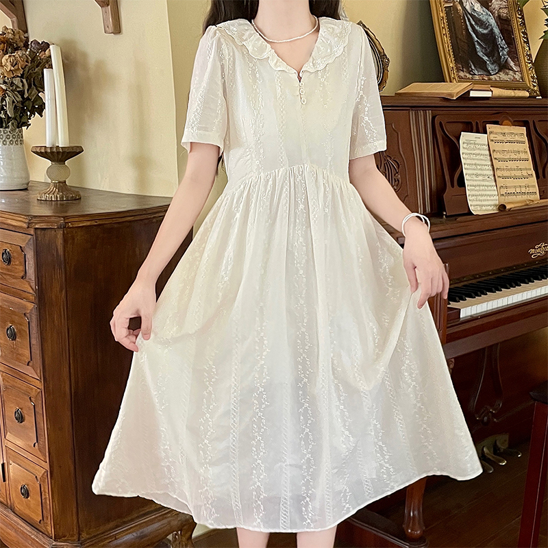 French Lace Doll Collar Embroidered Dress Sweet Midi - Image 4