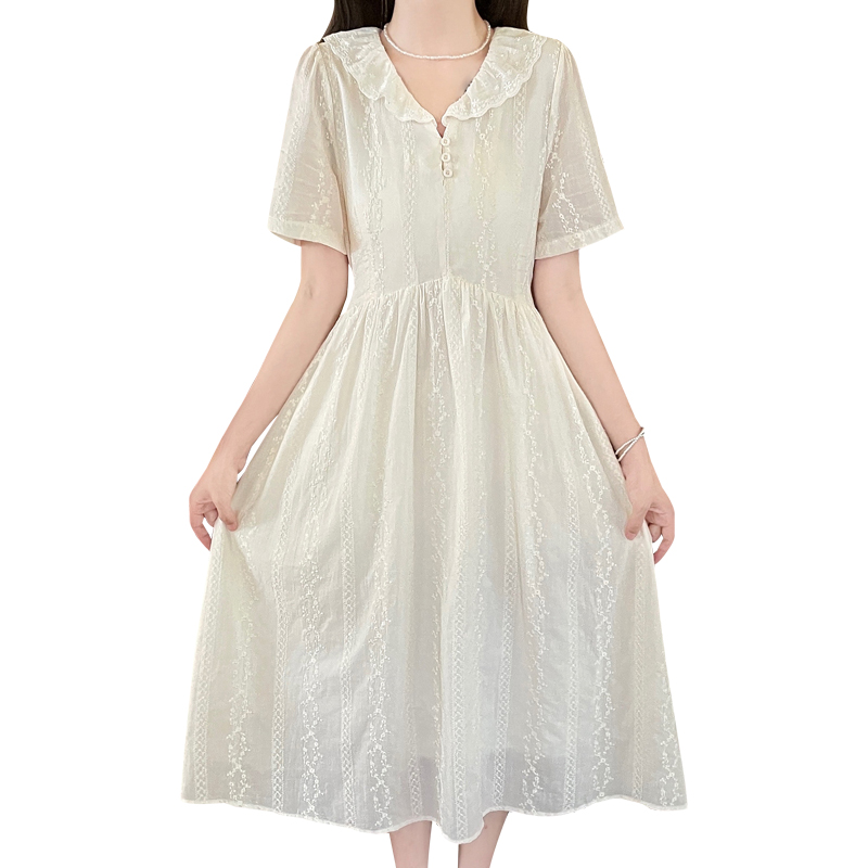 French Lace Doll Collar Embroidered Dress Sweet Midi - Image 5