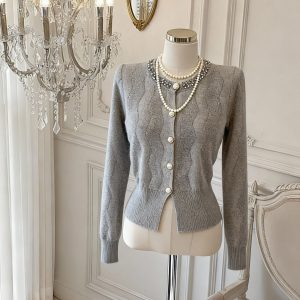 French Style Soft Knit Cardigan Sweater for Women Autumn Winter Korean Chic