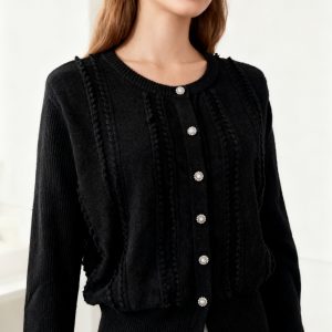 Women's Fringe Button-Down Cardigan Sweater