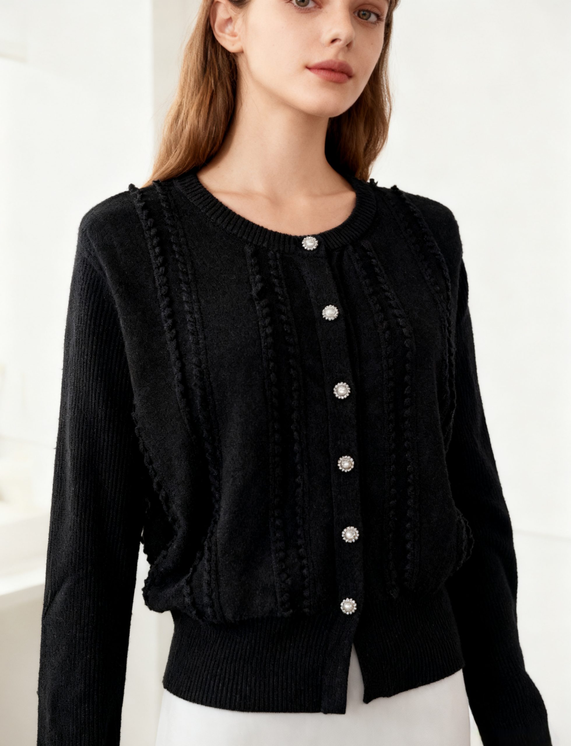 Women's Fringe Button-Down Cardigan Sweater