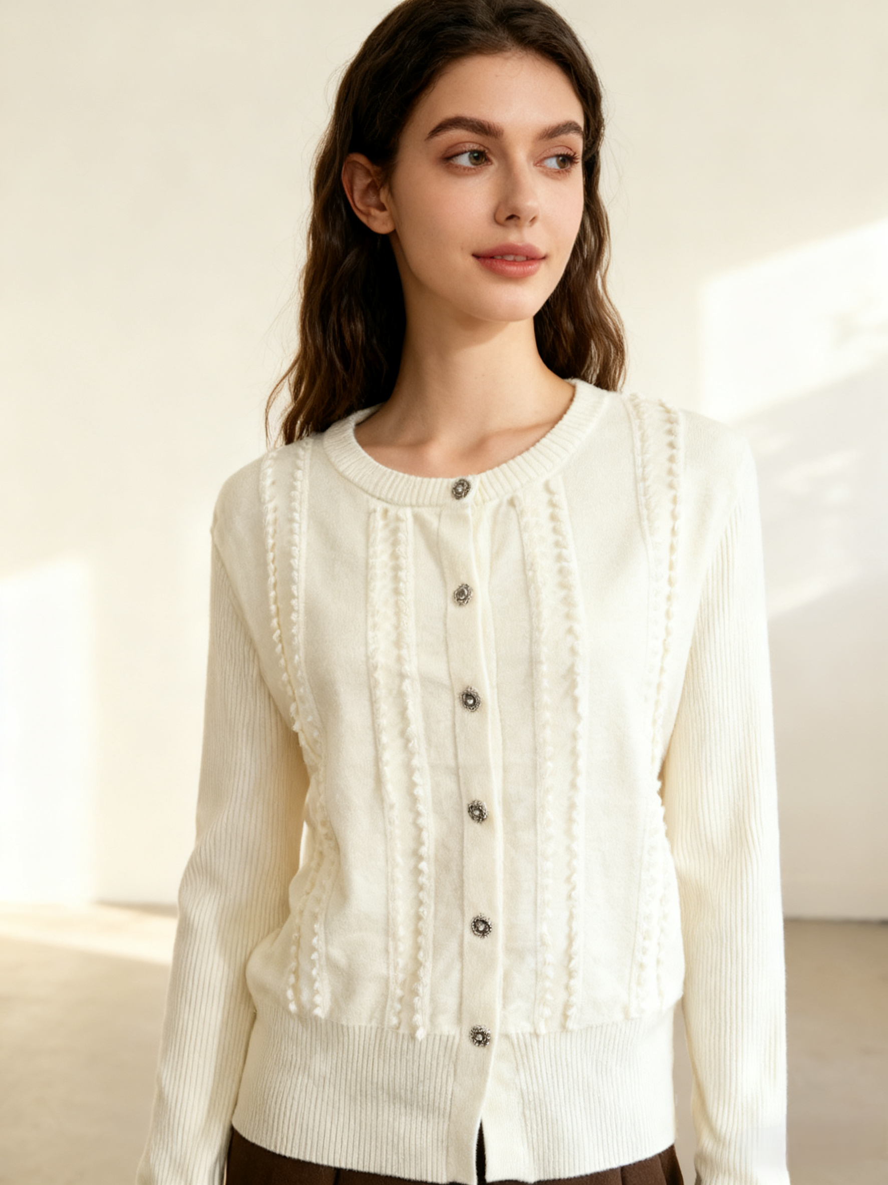 Women's Fringe Button-Down Cardigan Sweater - Image 2