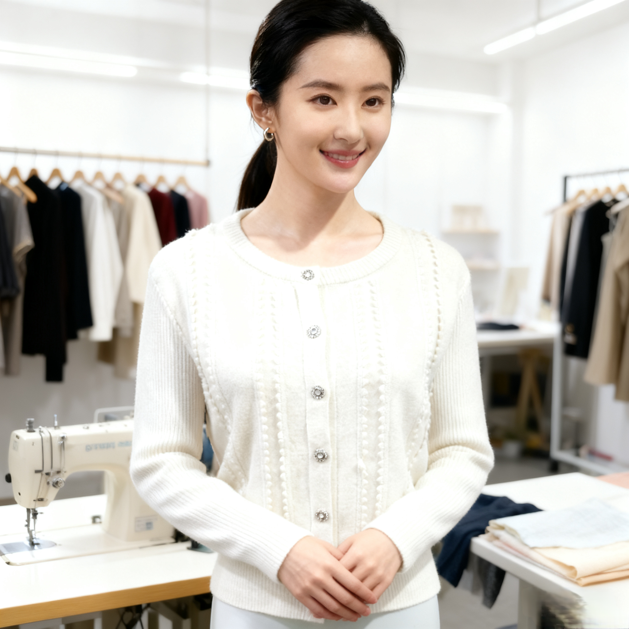 Women's Fringe Button-Down Cardigan Sweater - Image 3