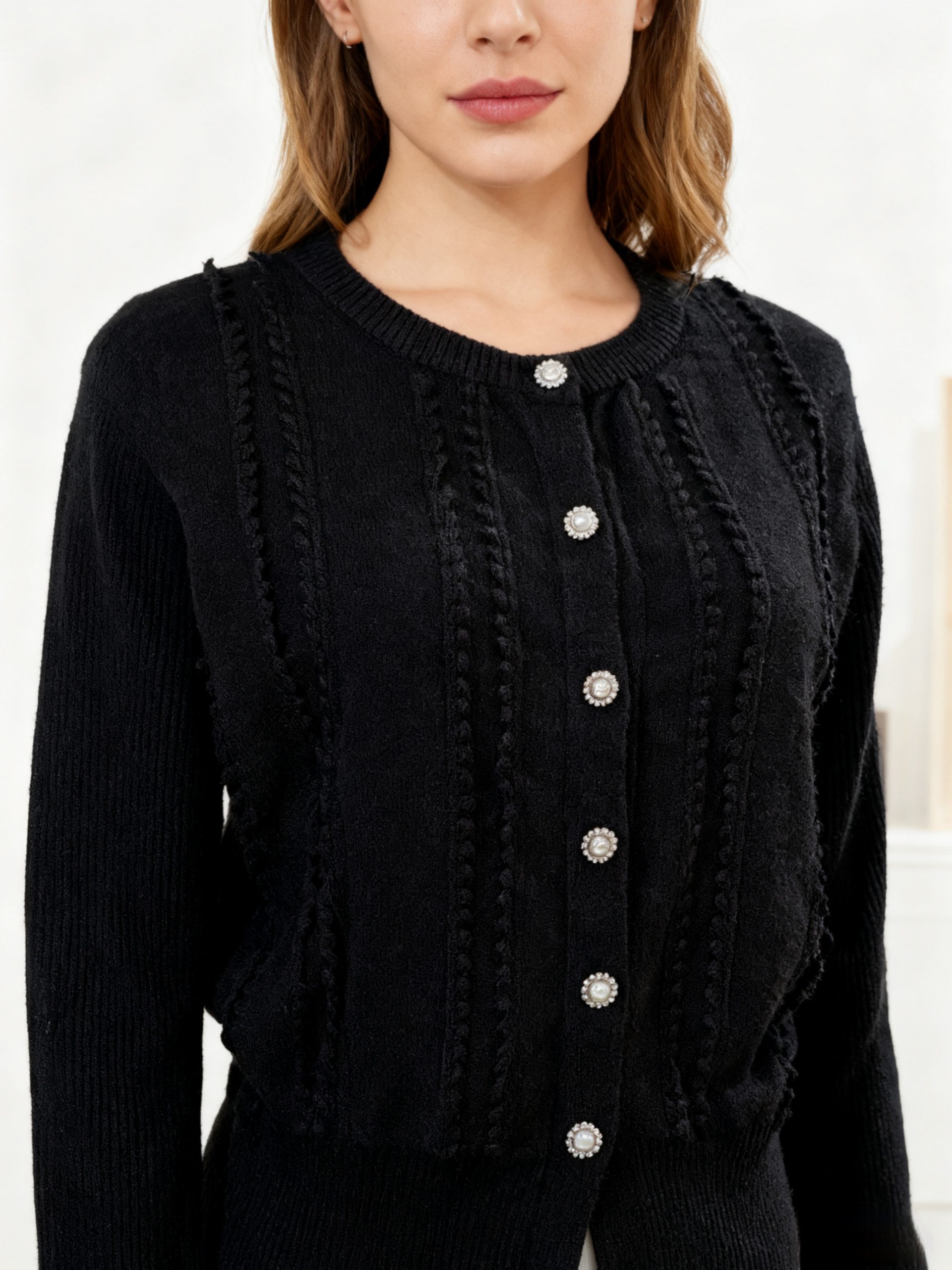 Women's Fringe Button-Down Cardigan Sweater - Image 4