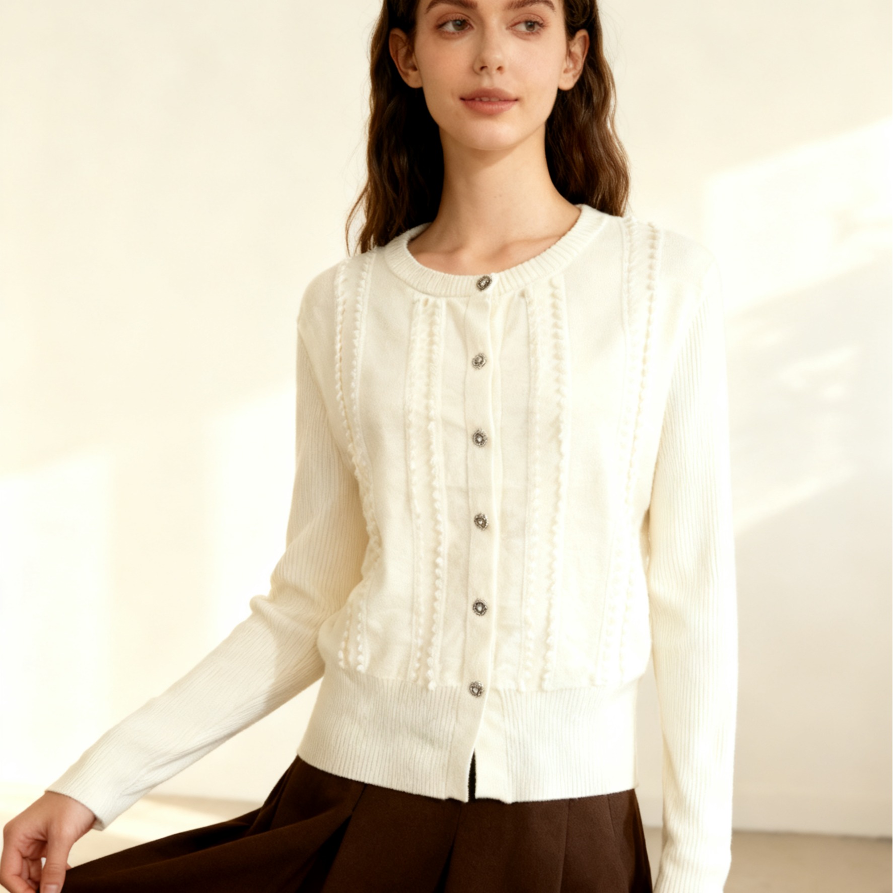Women's Fringe Button-Down Cardigan Sweater - Image 5