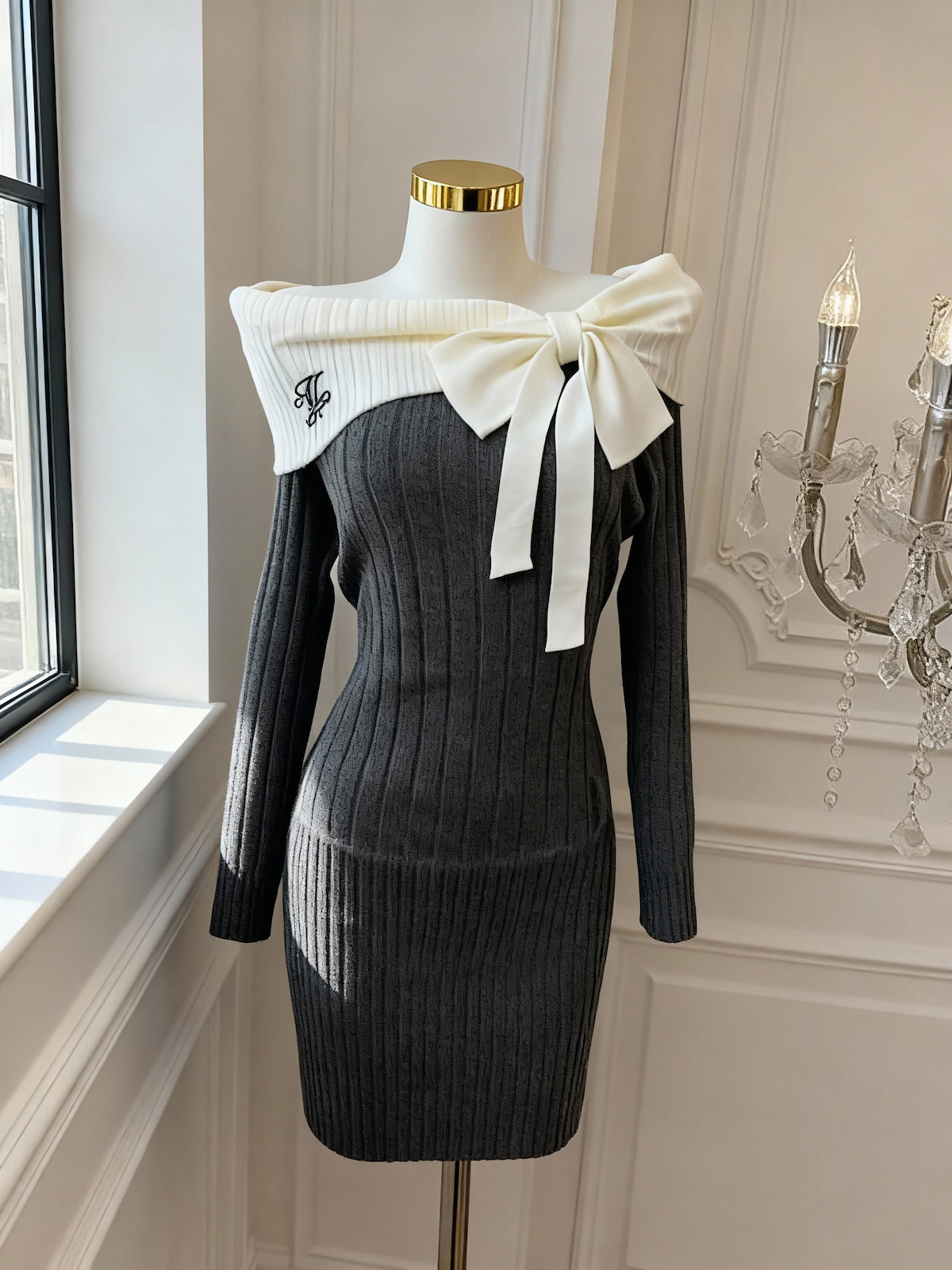 Off-Shoulder Bow Knit Top for Women - Image 2
