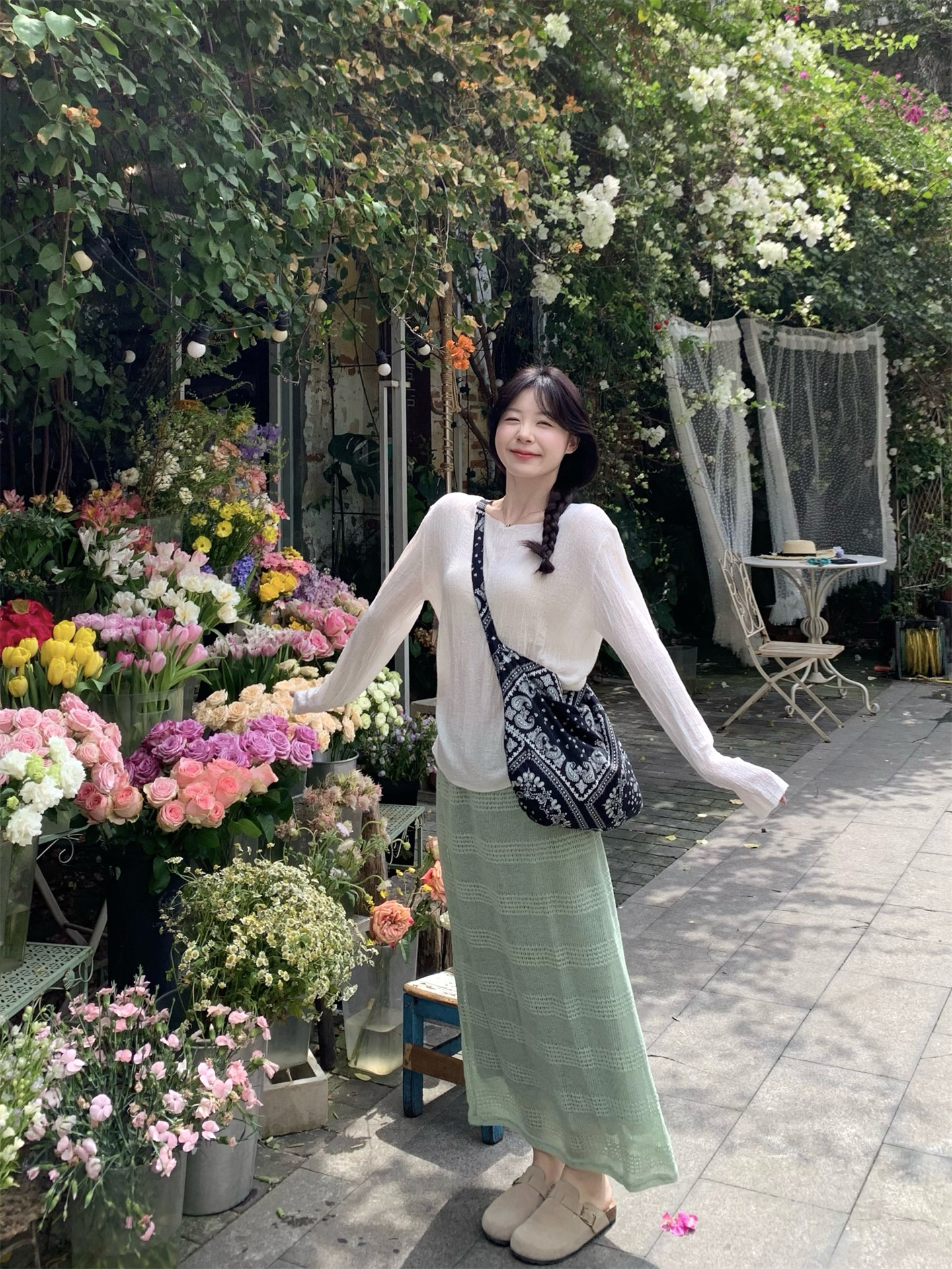 Sweet Textured Off-Shoulder Top and Vintage A-Line Skirt Two-Piece Set